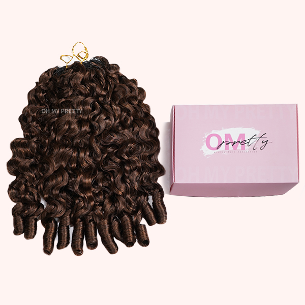 Chocolate Brown #4 Burmese Curly Color Crochet Hair Extension Pre-Separated Miracle Knots 100% Human Hair 