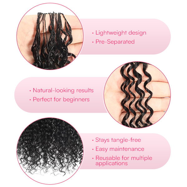 Water Wave Crochet Human Hair for Natural Boho Braids Miracle Knots Ready Time-Saving Pre-Separated Tangle Free