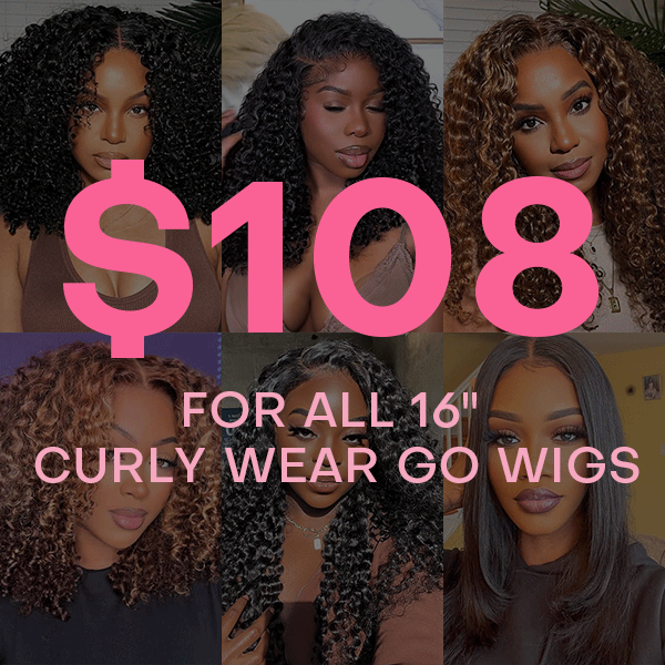 24 HRS Shipping | All $108 Curly Glueless Wigs 16'' Super Clearance Sale Limited Time Limited Stock With Free Gifts