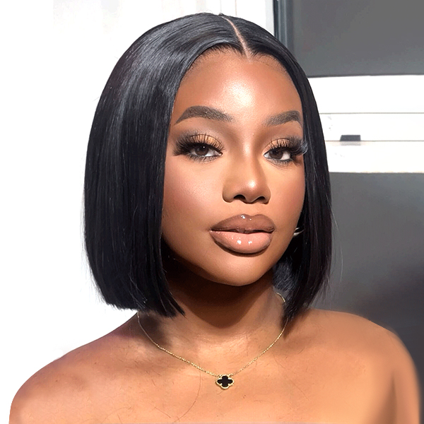 OhMyPretty Wear Go Straight Bob 6x4 HD Lace Glueless Short Wig 100% Human Hair Beginner Friendly
