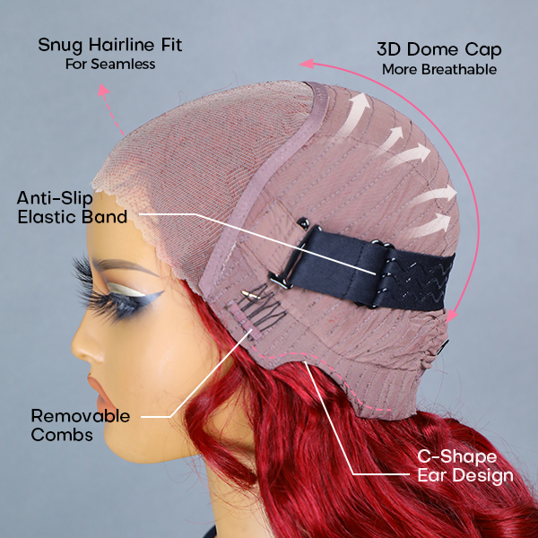 Wear Go Glueless 99J Color Water Wave 6x4 Lace Wig With Pre-plucked Hairline