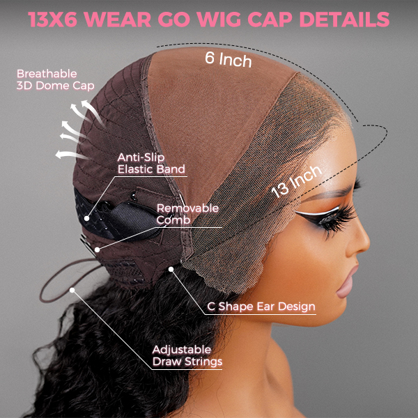 Luxury Wear Go 13x6 Deep Wave Glueless Wig HD Lace Front Wig Real Ear To Ear With Invisi Draw-string Wig