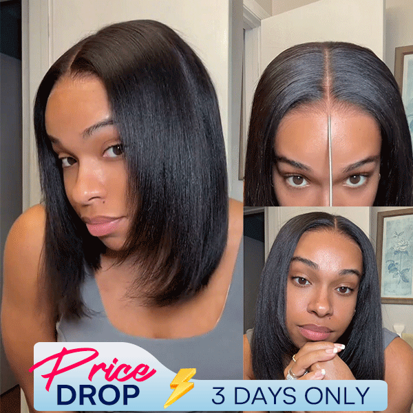 Ultra Natural Wear Go Layered Cut Yaki Straight Invisi Draw Strings Silky Bob 9x6 Tpart Lace Glueless Wig | Classic & Chic