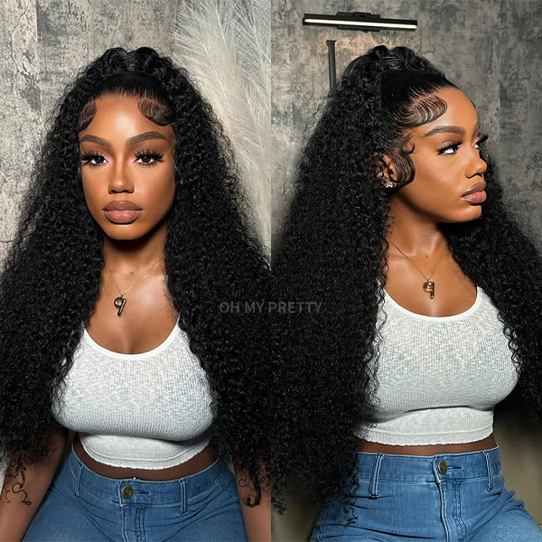 Luxury Wear Go 13x6 Kinky Curly Glueless Wig HD Lace Front Wig Real Ear To Ear With Invisi Draw-string Wig