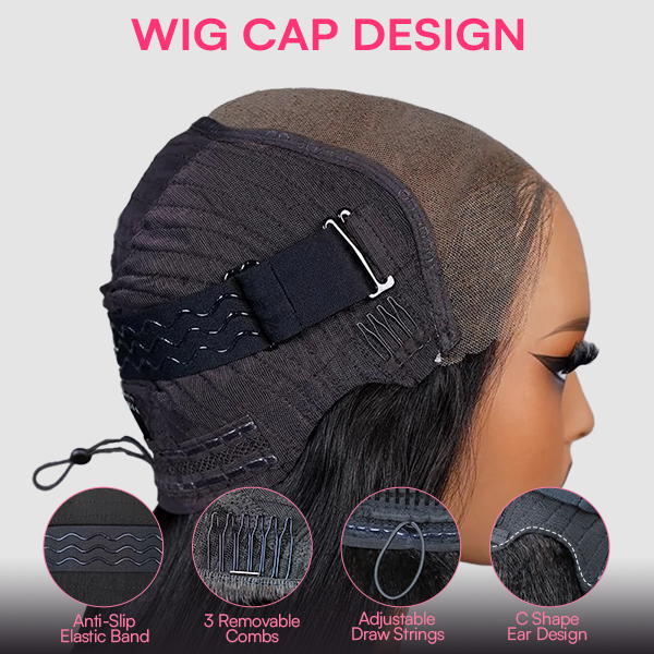 OhMyPretty Body Wave M-Cap 9x6 Wear Go Glueless Wig Short Bob Wig Mini Knots