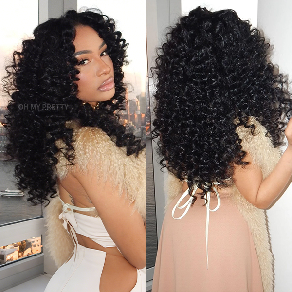 OhMyPretty Glueless Wand Curl Wear Go 7x5 Lace Wig With Pre-Plucked Natual Hairline Pre-Cut Lace Tiny Knots