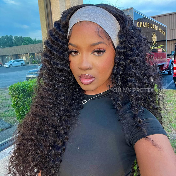 OhMyPretty Water Wave Human Hair Headband Wig