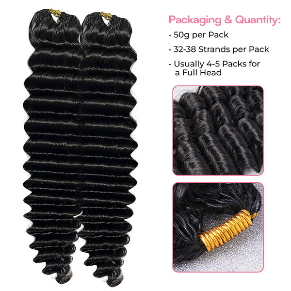 Deep Wave Crochet Human Hair for Natural Boho Braids Miracle Knots Ready Time-Saving Pre-Separated Tangle Free