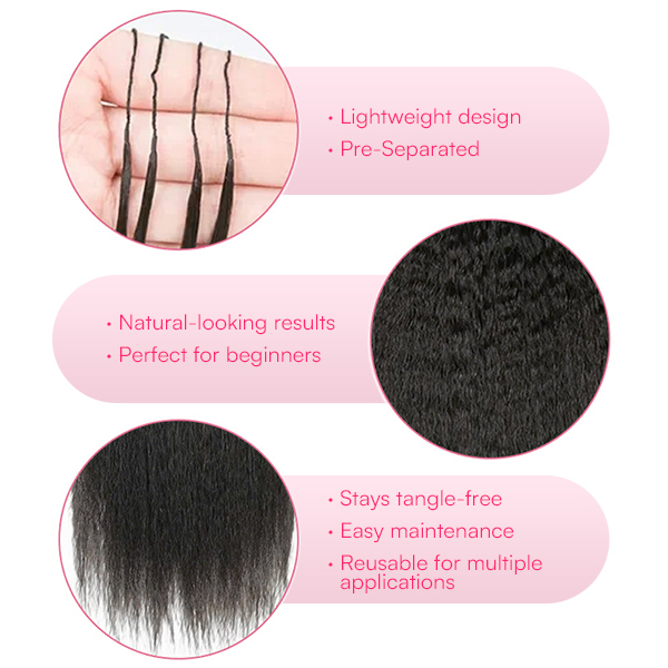 Kinky Straight Crochet Human Hair for Natural Boho Braids Miracle Knots Ready Time-Saving Pre-Separated Tangle Free