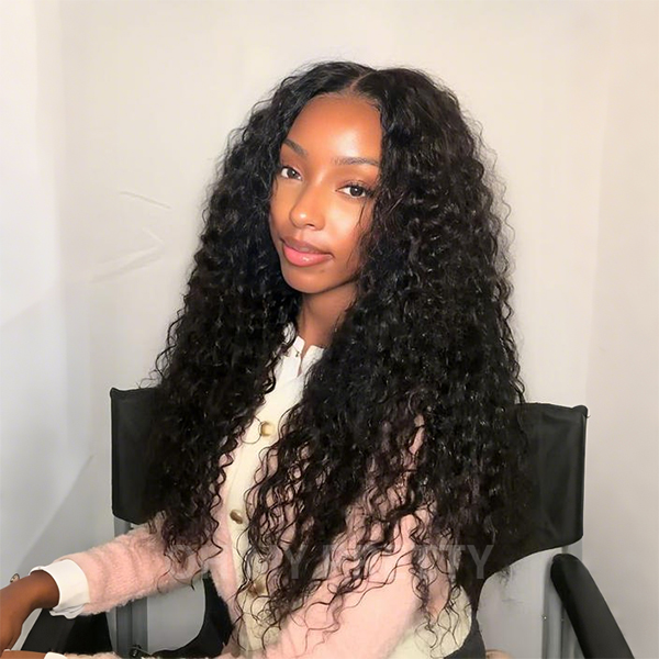 OhMyPretty Glueless Water Wave Wear Go 7x5 Lace Wig With Pre-plucked Edges Super Pre-bleached Knots Secure 3D Dome Cap