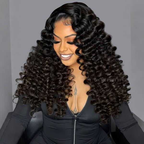 OhMyPretty Glueless Wand Curl Wear Go 7x5 Lace Wig With Pre-Plucked Natual Hairline Pre-Cut Lace Tiny Knots
