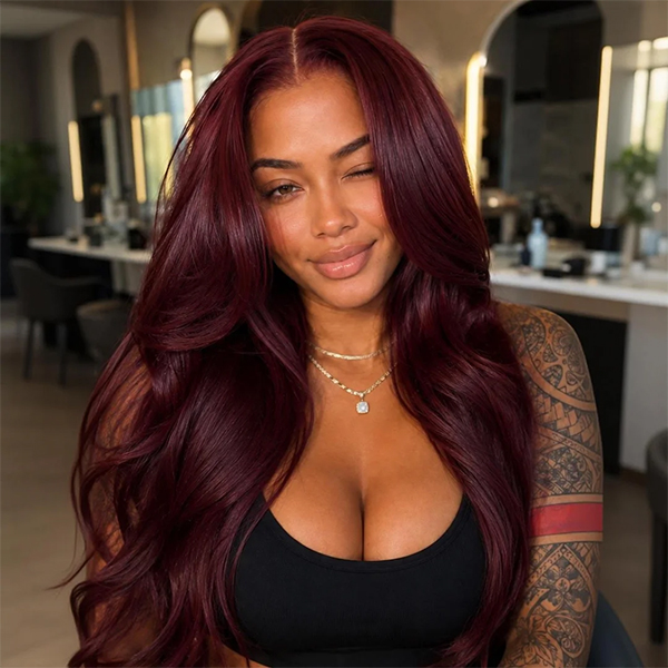 Burgundy 99J Straight/Burmese Curly/Water Wave Wigs Glueless Wear Go Wig 13x4 Lace Front Wig Fall Color Wig Flash Sale 