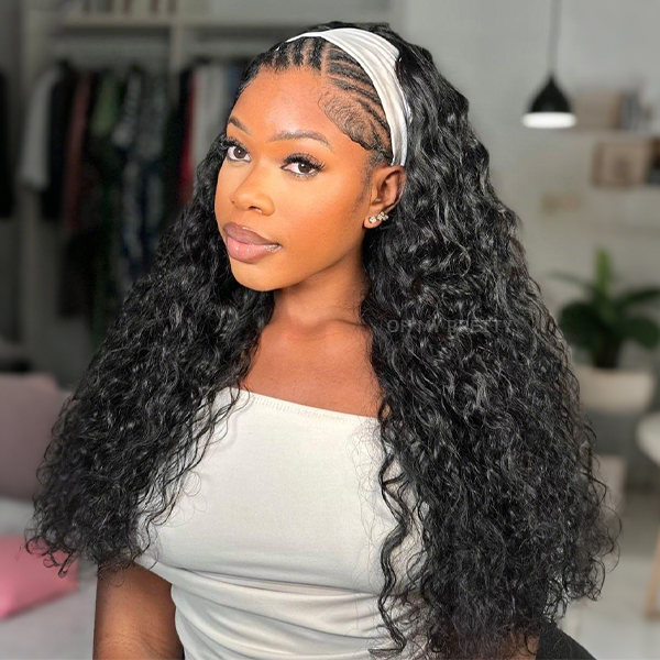 OhMyPretty Water Wave Human Hair Headband Wig