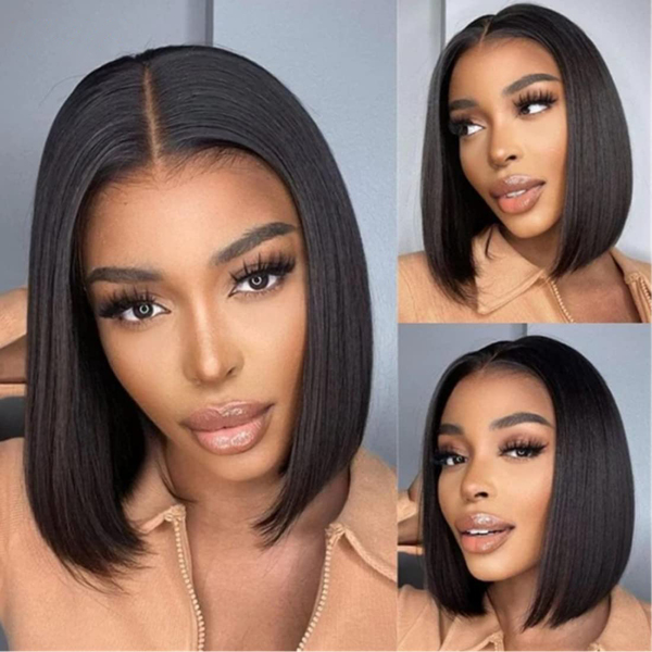 OhMyPretty Wear Go Straight Bob 6x4 HD Lace Glueless Short Wig 100% Human Hair Beginner Friendly