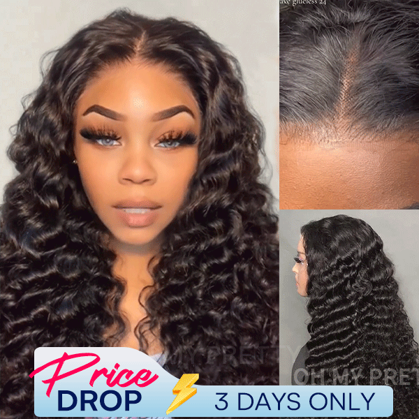 OhMyPretty Wear Go Loose Deep Wave Glueless  7x5 Lace Wig Breathable Cap Human Hair Pre plucked &Pre Bleached & Pre Cut