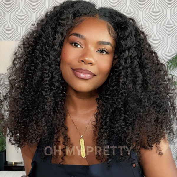 kinky curly v part wig fuller volume