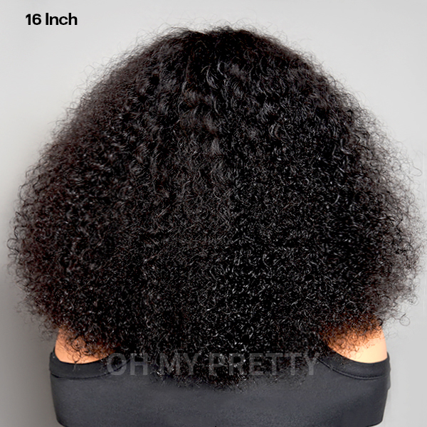 OhMyPretty Wear Go Glueless 9x6 Lace Kinky Curly Wig M Cap Pre Cut Lace with Natural Hairline Mini Knots