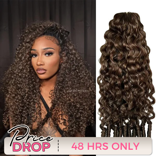Chocolate Brown #4 Burmese Curly Color Crochet Hair Extension Pre-Separated Miracle Knots 100% Human Hair 