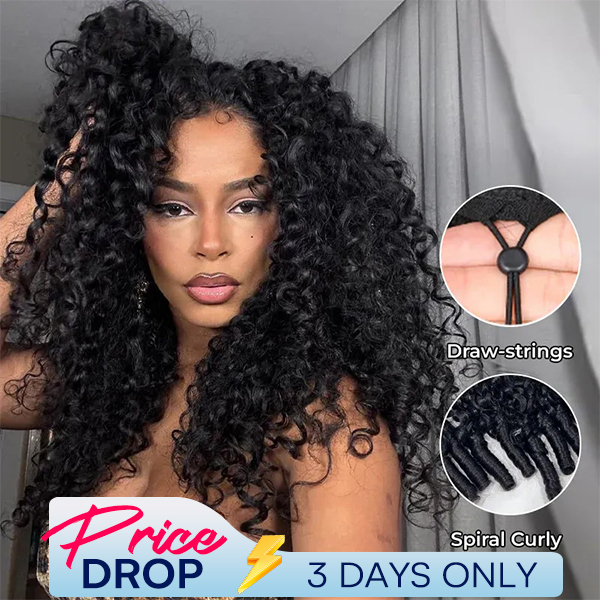  OhMyPretty Burmese Curly Wear Go Half Wig Invisi Draw Strings Glueless Wig for Beginners Human Hair
