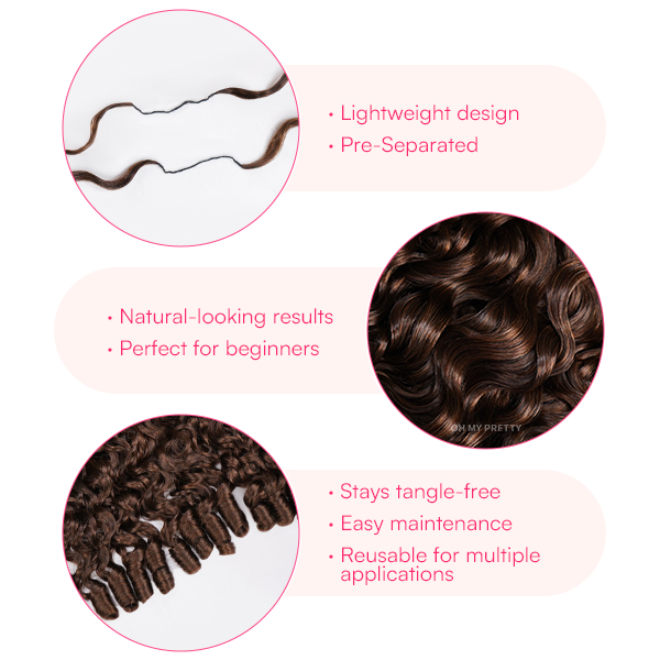 Chocolate Brown #4 Burmese Curly Color Crochet Hair Extension Pre-Separated Miracle Knots 100% Human Hair 