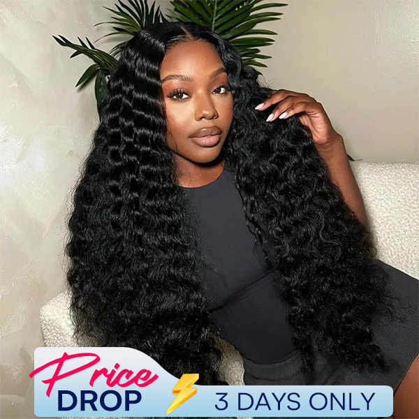 OhMyPretty Bleach Knots Glueless Deep Wave Wear Go 7x5 Lace Wig With Pre-Plucked Natual Hairline Pre Bleached Knots Pre-Cut Zig Zag Lace