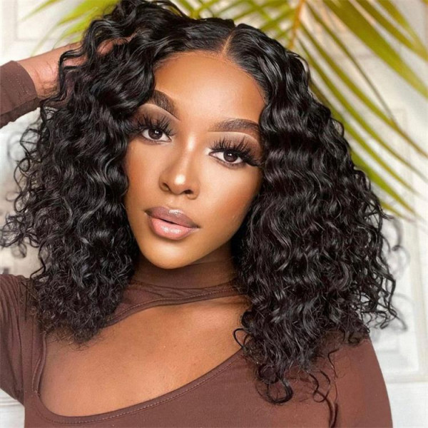 OhMyPretty Wear Go Water Wave Bob 6x4 HD Lace Wig Glueless Short Wig 100% Human Hair Beginner Friendly