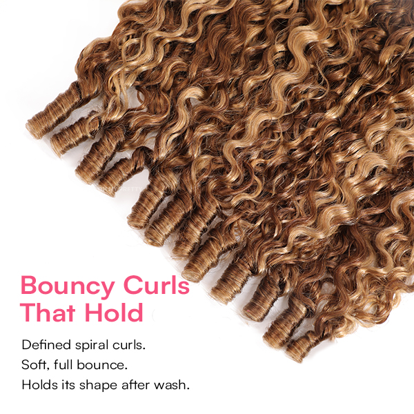 Highlight Burmese Curly Crochet Human Hair for Boho Braids Plush Texture Time-Saving Pre-Separated Tangle Free