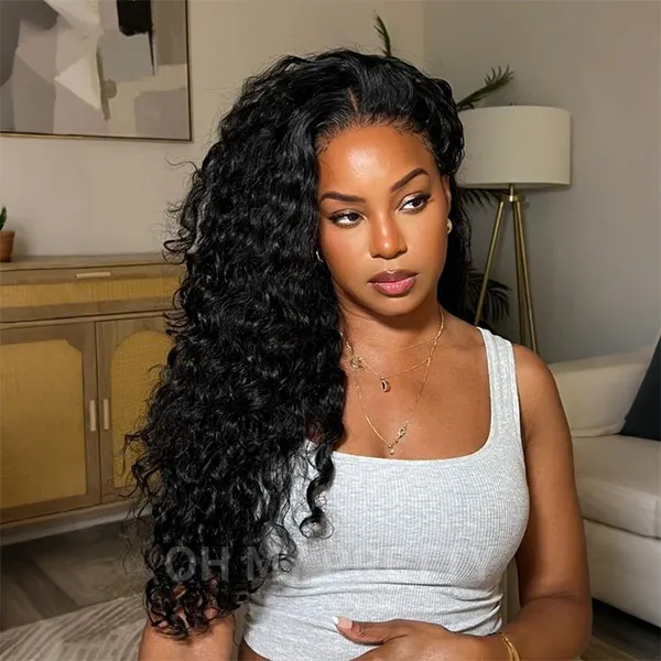 OhMyPretty Wear Go Glueless Water Wave 9x6 Lace Wig M Cap Pre-Bleached Mini Knots Pre-Plucked