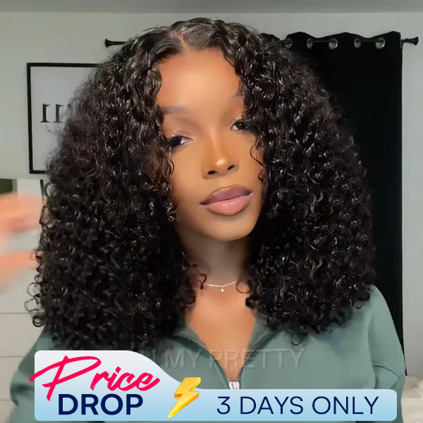 OhMyPretty Wear Go Kinky Curly Glueless 7x5 Lace Wig Super Natural Hairline Silky Human Hair Pre plucked &Pre Bleached & Pre Cut