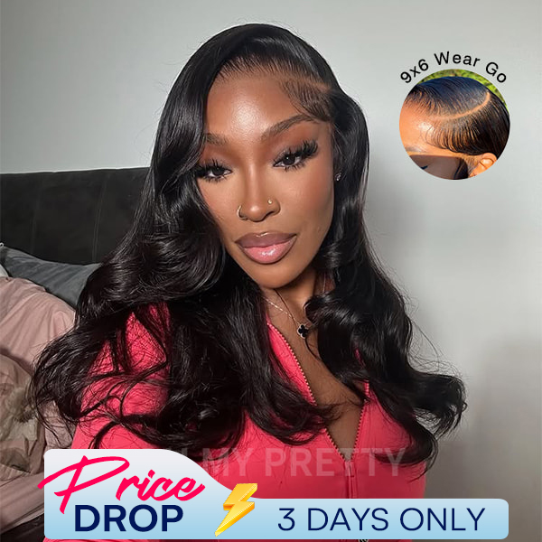 Side Part Layer Cut Body Wave 9x6 M Cap Wear Go Glueless Wig Invisi Draw Strings With Baby Hair Pre Bleached Single Knots