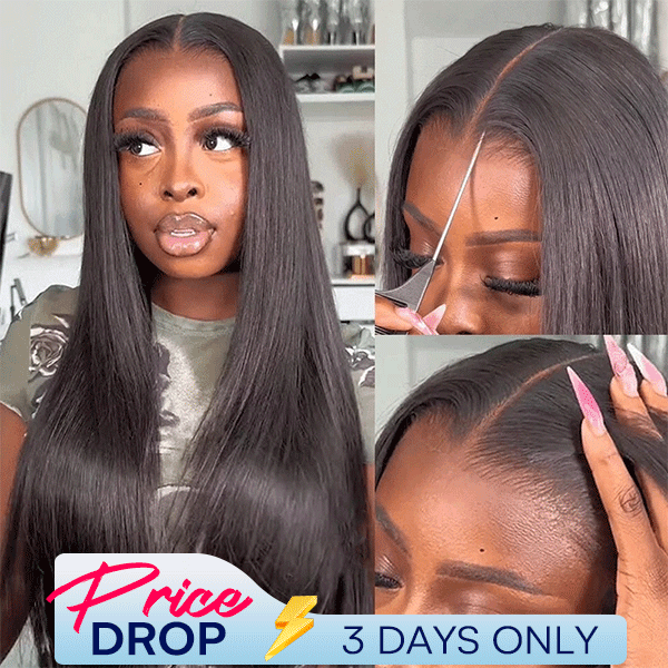 OhMyPretty Wear Go Glueless 9x6 Lace Straight Wig M Cap Super Natural Hairline Silky Human Hair  Mini Knots Pre plucked &Pre Bleached & Pre Cut