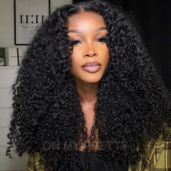OhMyPretty Wear Go Glueless 9x6 Lace Kinky Curly Wig M Cap Pre Cut Lace with Natural Hairline Mini Knots