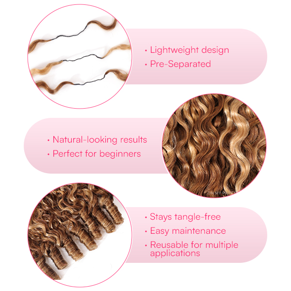 Highlight Burmese Curly Crochet Human Hair for Boho Braids Plush Texture Time-Saving Pre-Separated Tangle Free