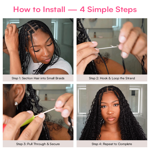 Burmese Curly Crochet Human Hair for Natural Boho Braids Miracle Knots Ready Time-Saving Pre-Separated Tangle Free
