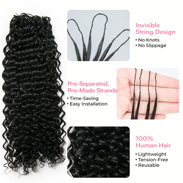 Water Wave Crochet Human Hair for Natural Boho Braids Miracle Knots Ready Time-Saving Pre-Separated Tangle Free
