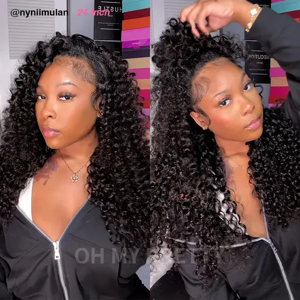 24 inch water wave half wig