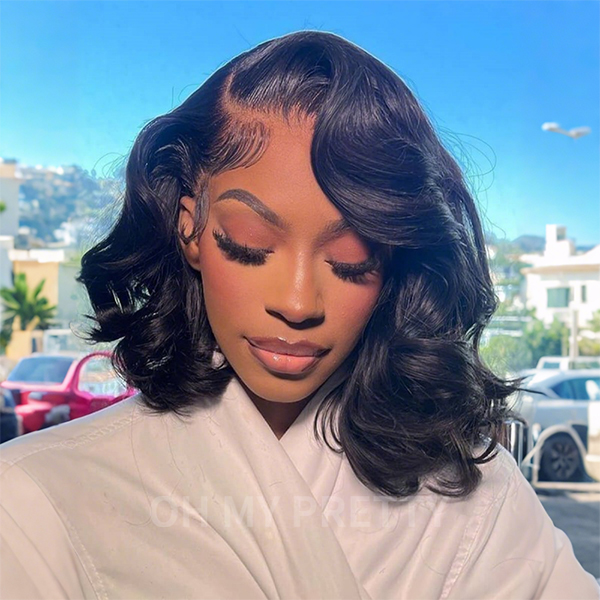 OhMyPretty Body Wave M-Cap 9x6 Wear Go Glueless Wig Short Bob Wig Mini Knots