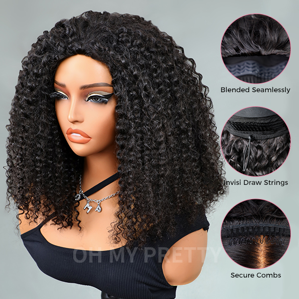 kinky straight half wig cap