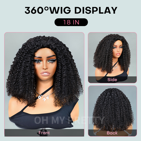 18 inch kinky straight half wig