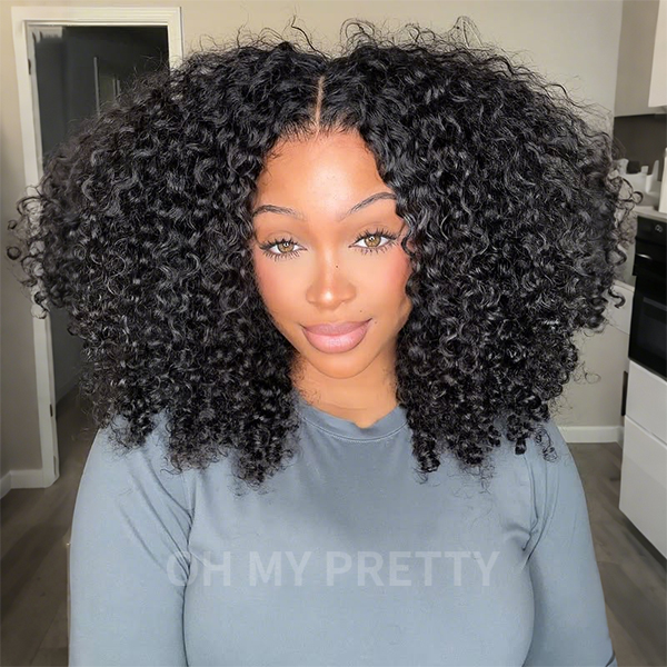 OhMyPretty Wear Go Afro Curl Glueless 7x5 Lace Closure Wig With Pre-plucked Edges