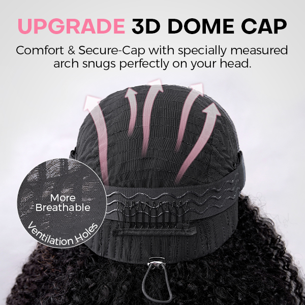 water wave v part wig upgrade 3D dome cap