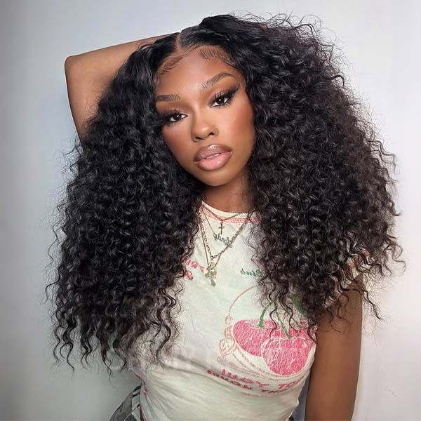 OhMyPretty Wear Go Glueless 9x6 Lace Kinky Curly Wig M Cap Pre Cut Lace with Natural Hairline Mini Knots