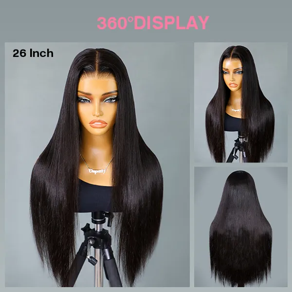 OhMyPretty Wear Go Glueless 9x6 Lace Straight Wig M Cap Super Natural Hairline Silky Human Hair  Mini Knots Pre plucked &Pre Bleached & Pre Cut