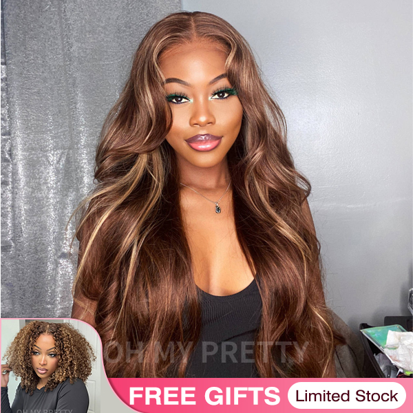 Wear Go Highlight Brown Glueless  7x5 Lace Straight Wig Breathable Cap Human Hair Pre plucked & Pre Cut