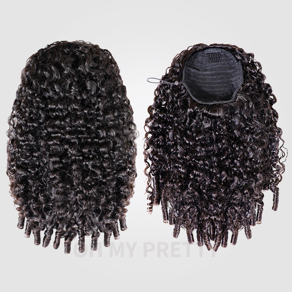 OhMyPretty Burmese Curly Drawstring Ponytail With InvisiFit Strap 100% Human Hair Extension