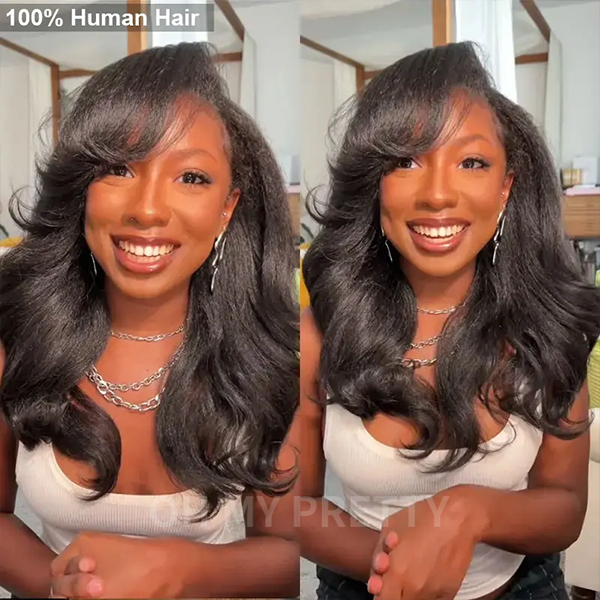 kinky straight half wig human hair
