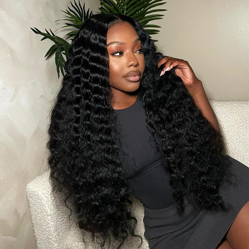 OhMyPretty Wear Go Glueless Deep Wave 9x6 Lace Wig M Cap Pre-Bleached Mini Knots Pre-Plucked