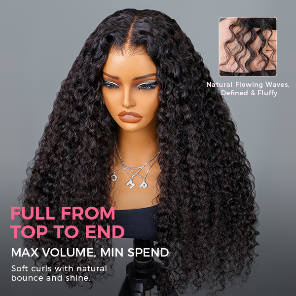 OhMyPretty Wear Go Glueless Water Wave 9x6 Lace Wig M Cap Pre-Bleached Mini Knots Pre-Plucked