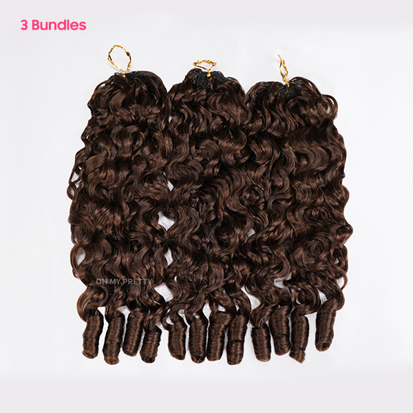 Chocolate Brown #4 Burmese Curly Color Crochet Hair Extension Pre-Separated Miracle Knots 100% Human Hair 