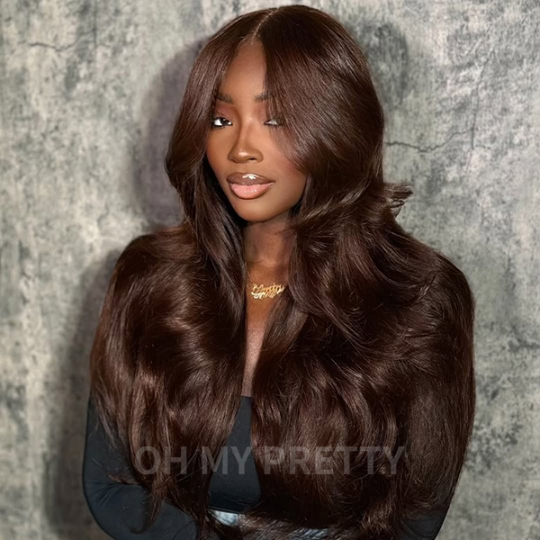 Brown Color #4 Straight Wear Go Glueless 6x4 Lace Wigs Pre-Plucked Hairline Pre-Cut Lace 100% Human Hair
